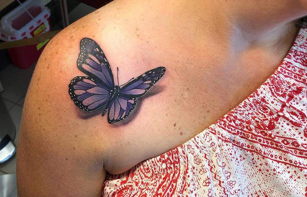 Realistic Purple Butterfly Tattoo honey.bea.tattoos
