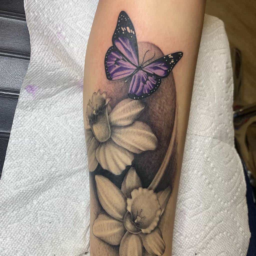 Realistic Purple Butterfly Tattoo nava_ink