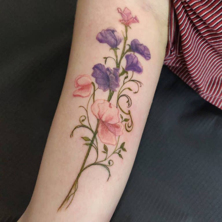 Top 57+ Best Sweet Pea Flower Tattoo Ideas [2021 Inspiration Guide]