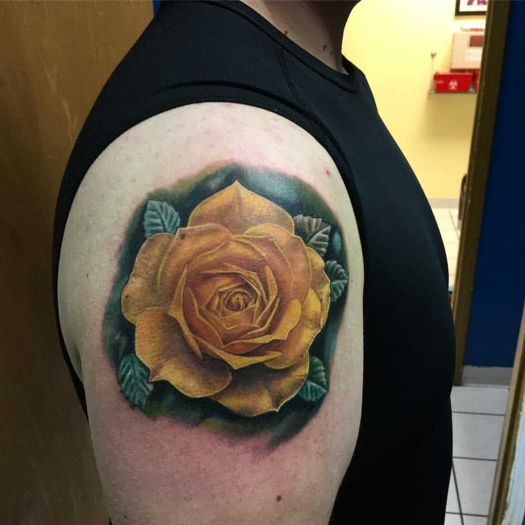 Realistic Yellow Rose Tattoo -g_gravestattoos