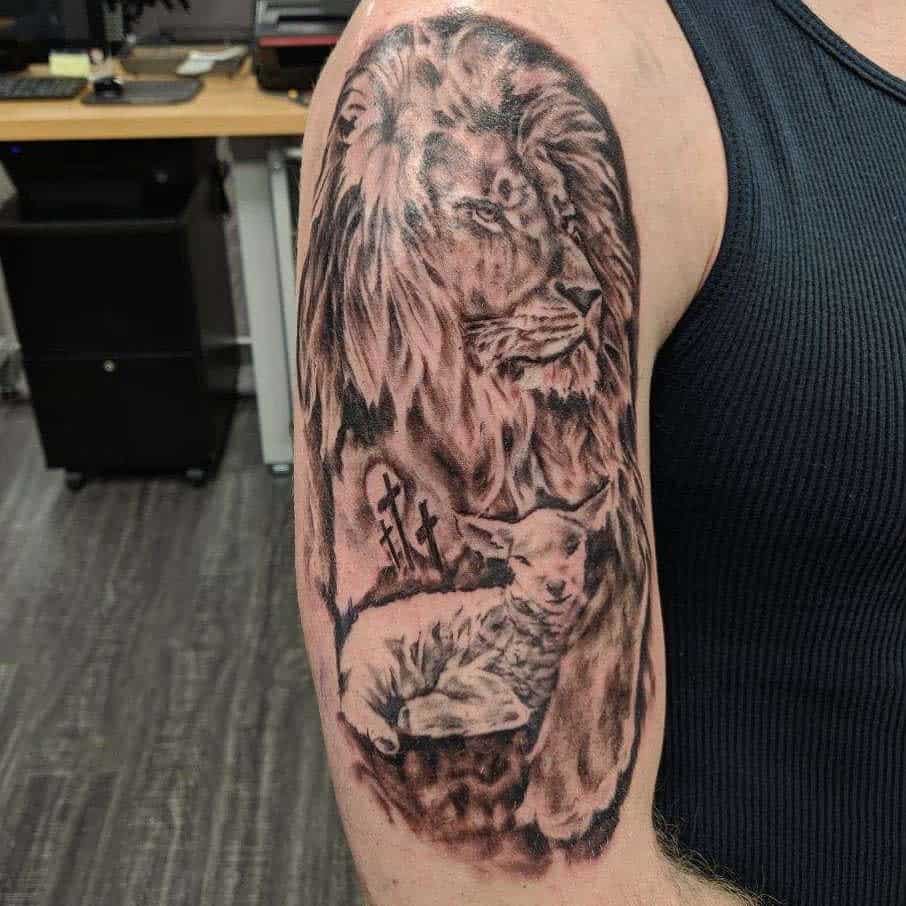 Religious Lion and Lamb Tattoo jaredbillytattoos
