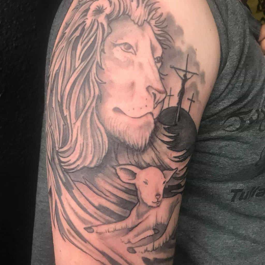 Religious Lion and Lamb Tattoo jz_the_artist