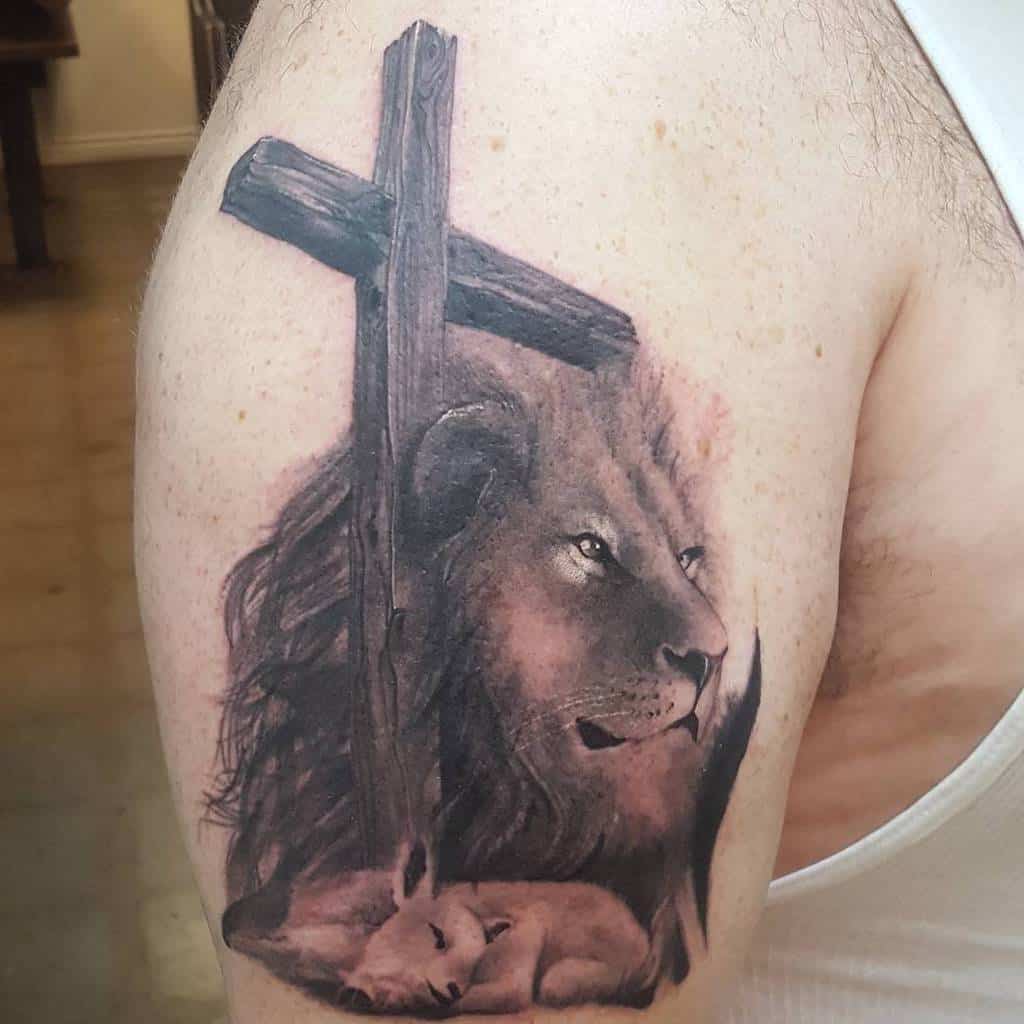 Religious Lion and Lamb Tattoo raypalfi
