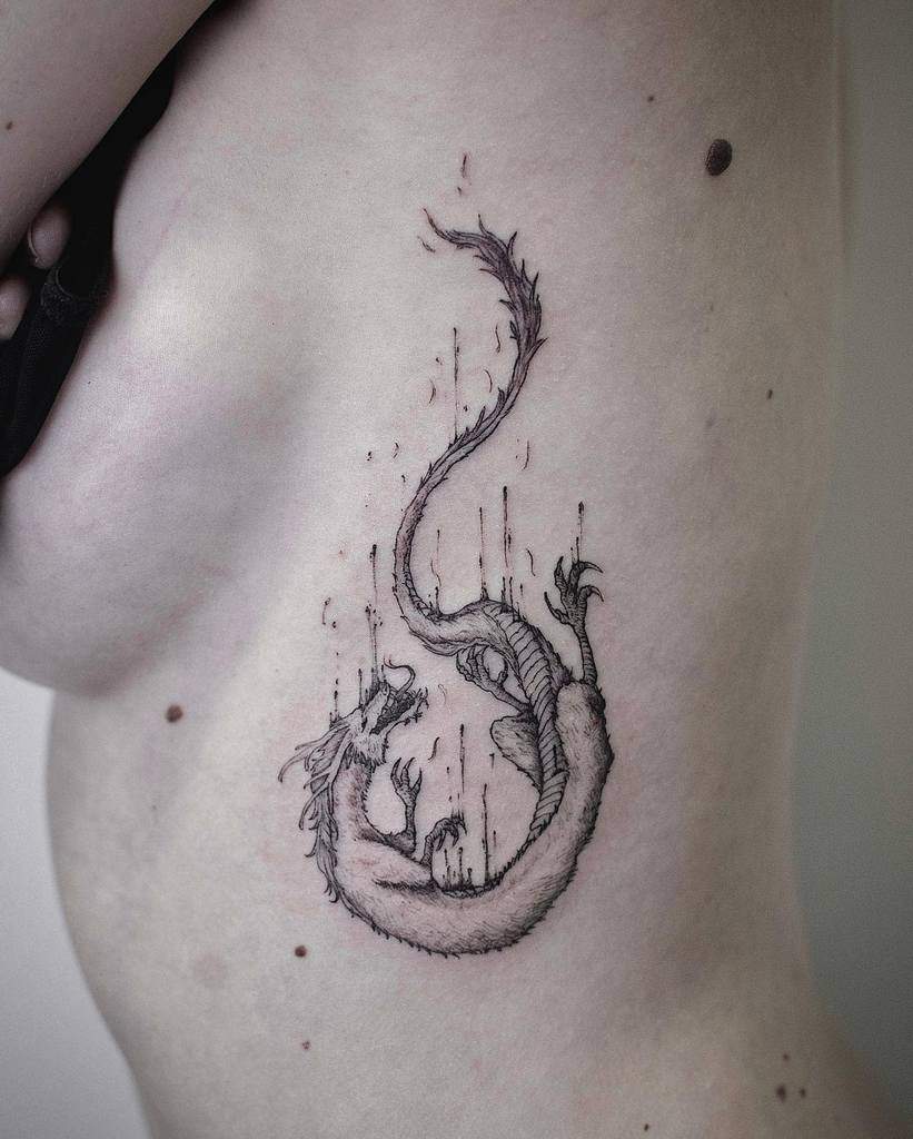 Rib Dragon Tattoos for Women khalblk
