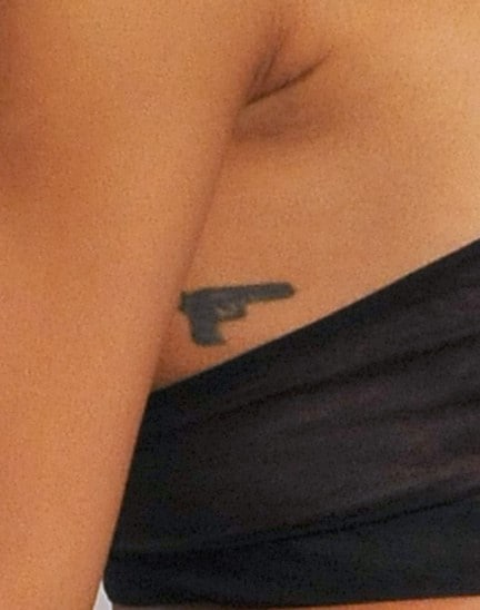 Rihanna Small Handgun Tattoo
