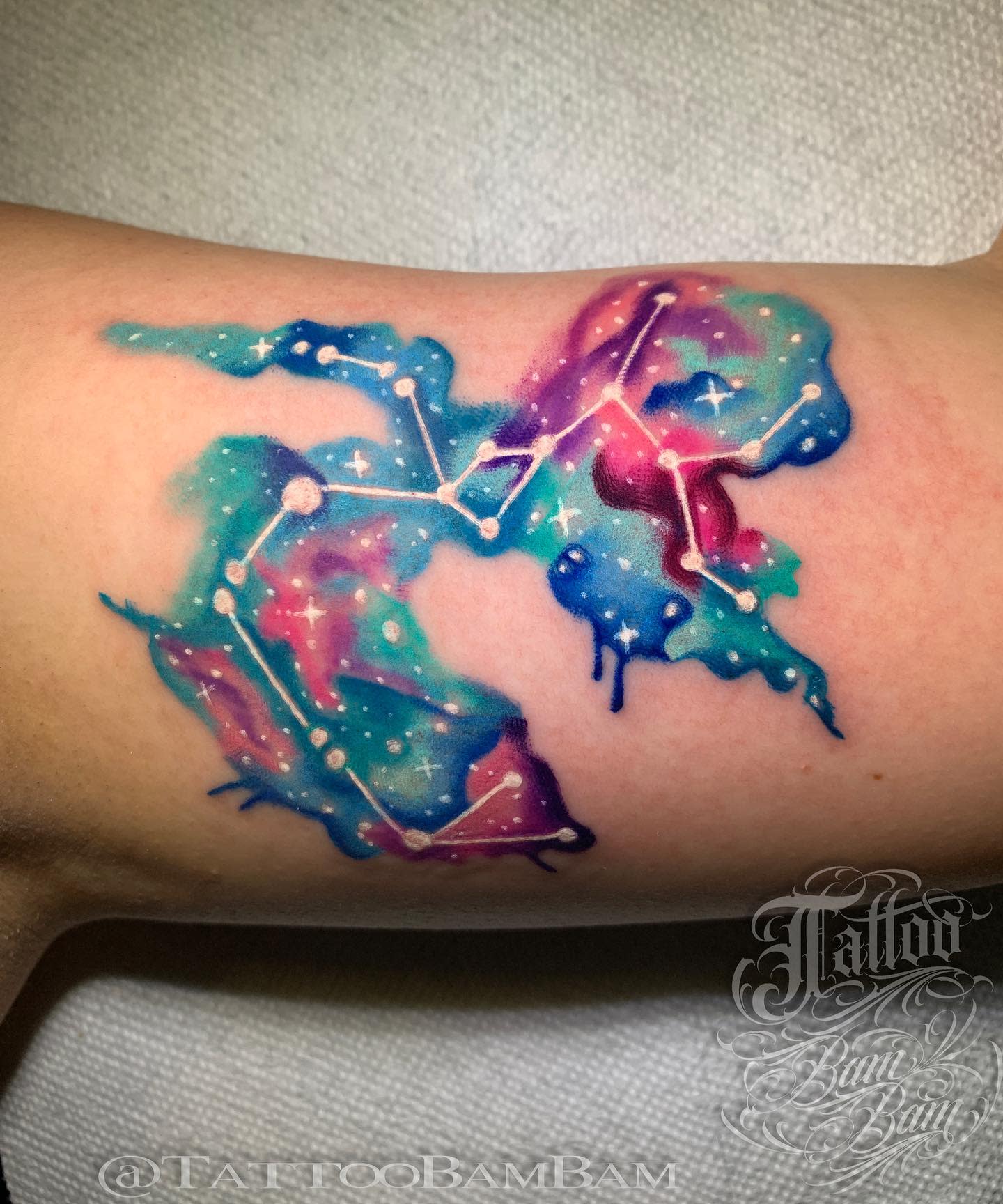 Watercolor Sagittarius Constellation Tattoo -tattoobambam