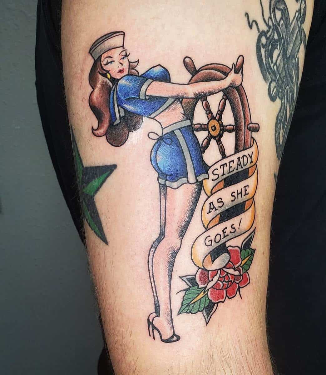 Sailor Jerry Pin Up Girl Tattoo -rudiredmantattoo