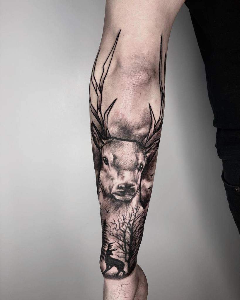 Scottish Stag Tattoo Bethmaddoxtattoos
