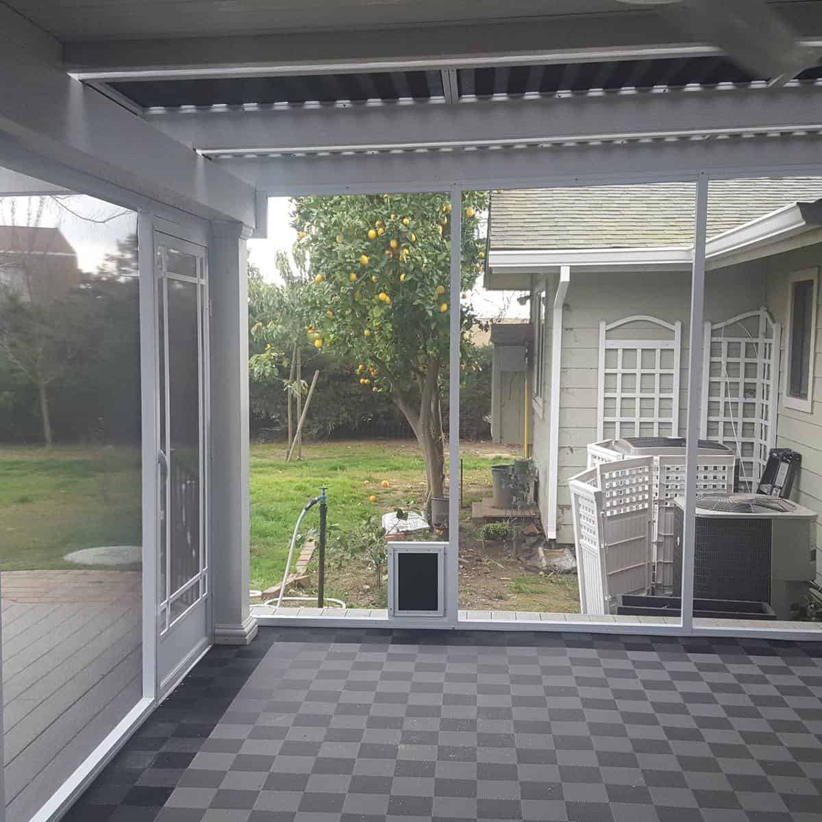screen patio enclosure tile floor
