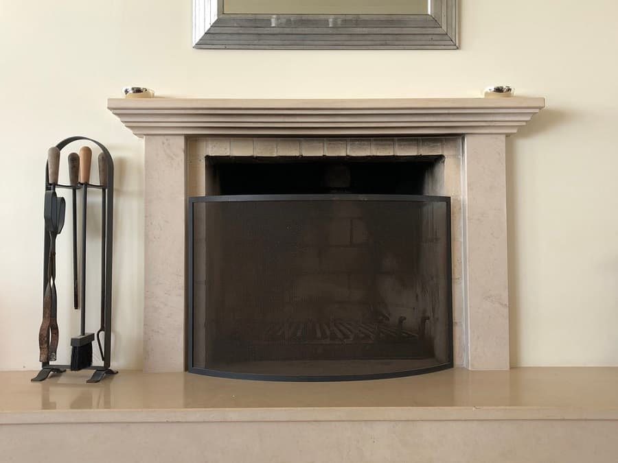 Screen over fireplace