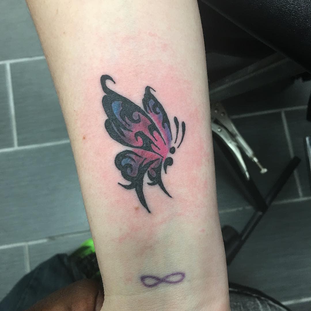 Semicolon Butterfly Tattoo tattoosbyandre