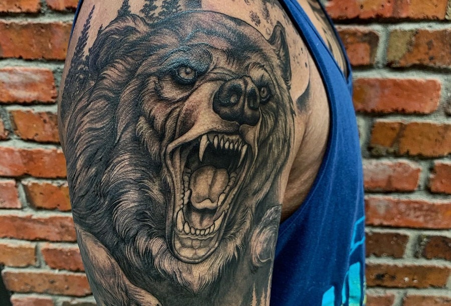 12 Cool Roaring Bear Tattoo Designs  PetPress  Bear tattoos Grizzly bear  tattoos Bear tattoo