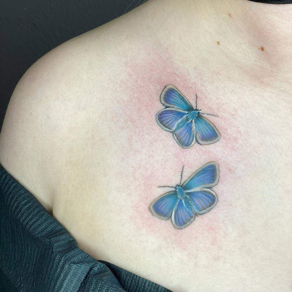 Shoulder Blue Butterfly Tattoos rudiredmantattoo