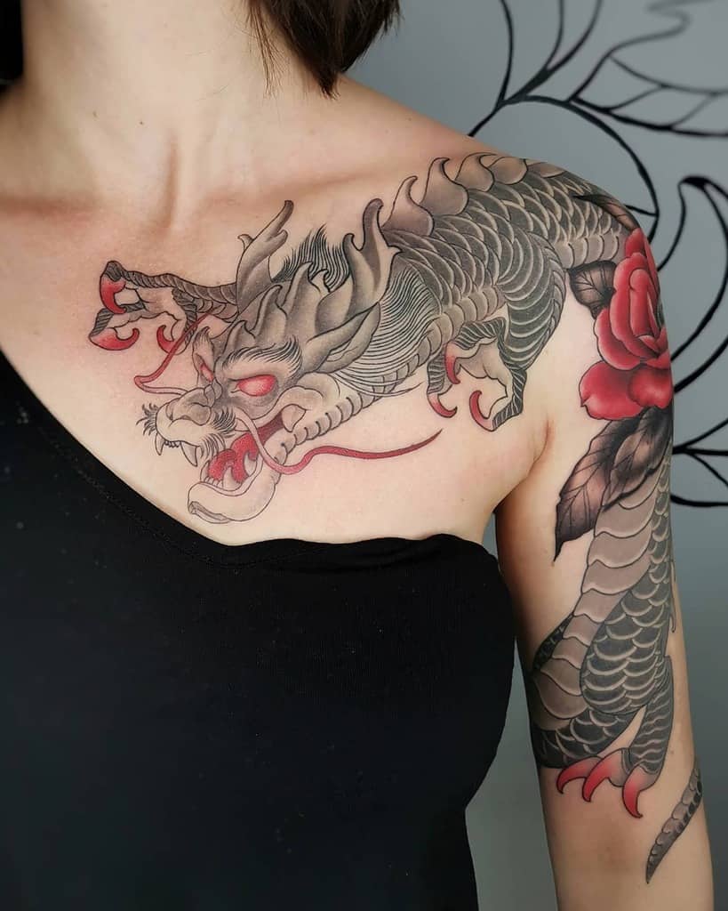 Shoulder Dragon Tattoos for Women alexeevatattoo