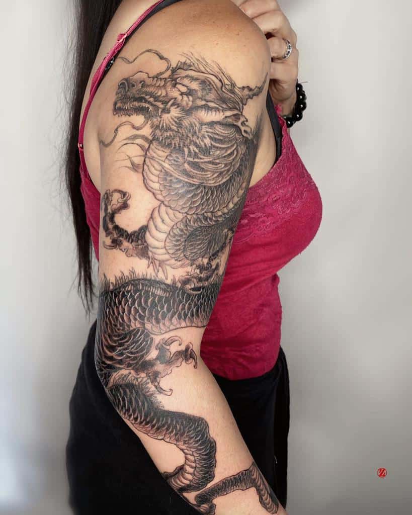 Shoulder Dragon Tattoos for Women jiang_tattooer