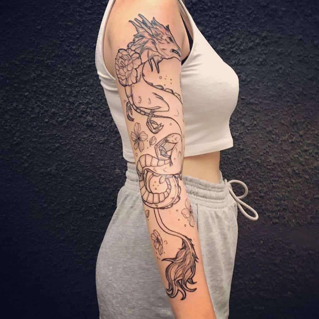 Shoulder Dragon Tattoos for Women sibon.ink