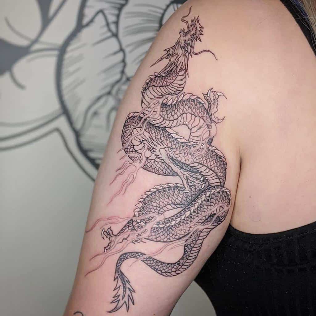 Shoulder Dragon Tattoos for Women stonehearttattoostudio