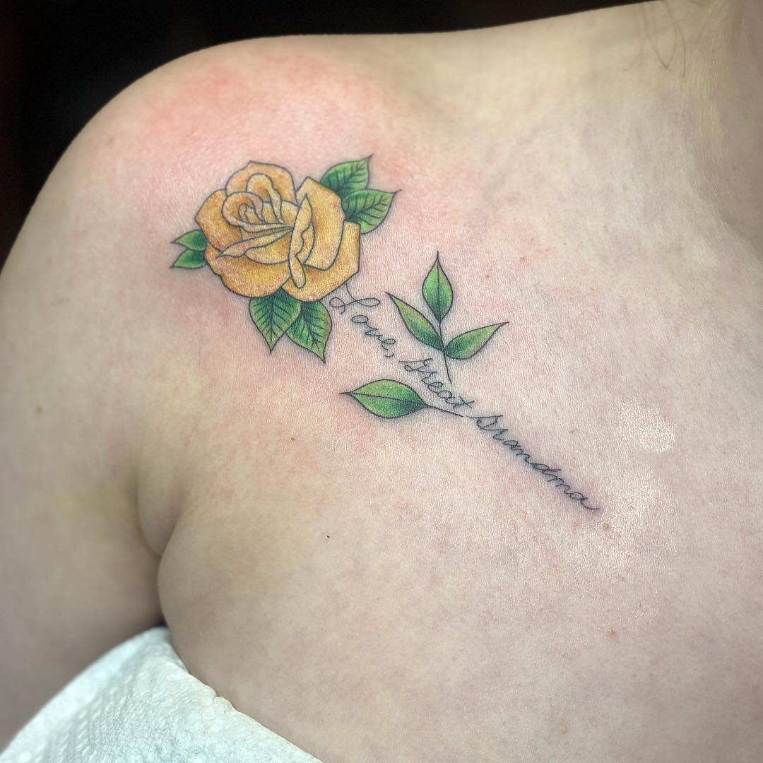 Shoulder Yellow Rose Tattoo -chadramsay