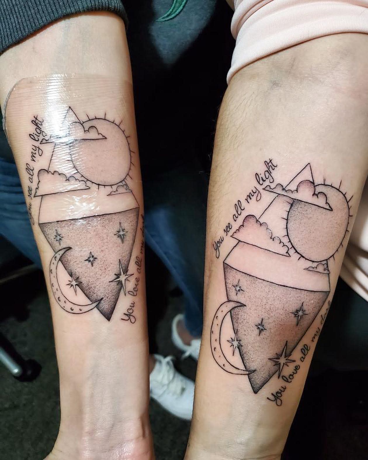 Triangle tattoo for siblings, representing age order