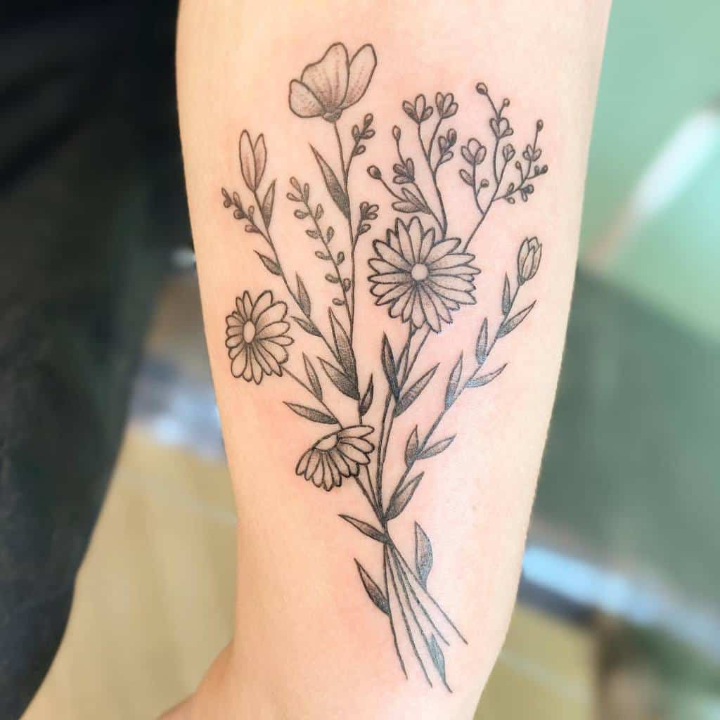 Simple Aster Flower Tattoo juliaricheytattoo