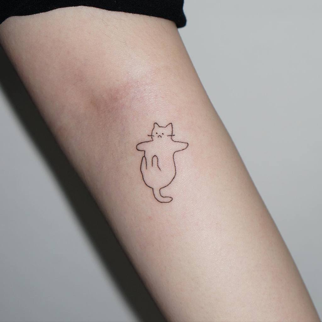 Simple Cat Forearm Tattoo amoebazoo