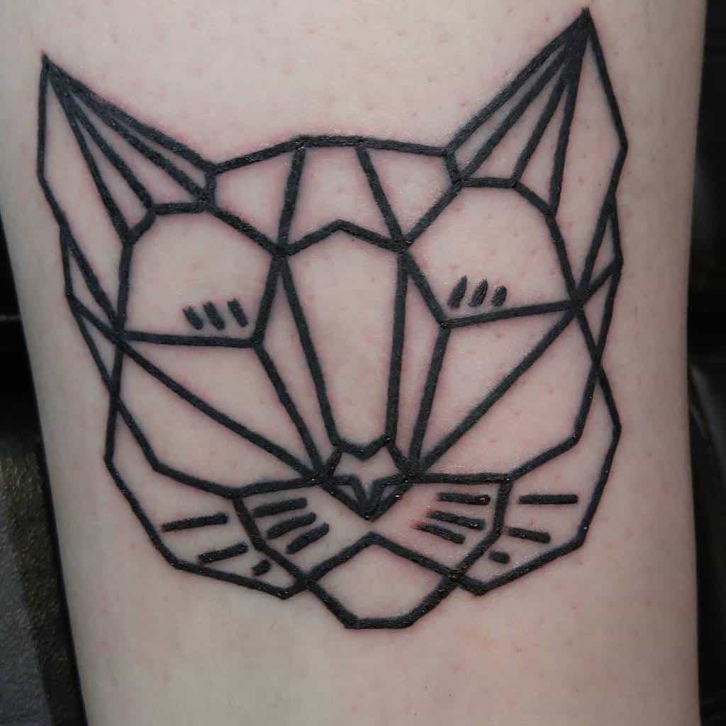 Simple Cat Geometric Tattoo dsilver_tattoo