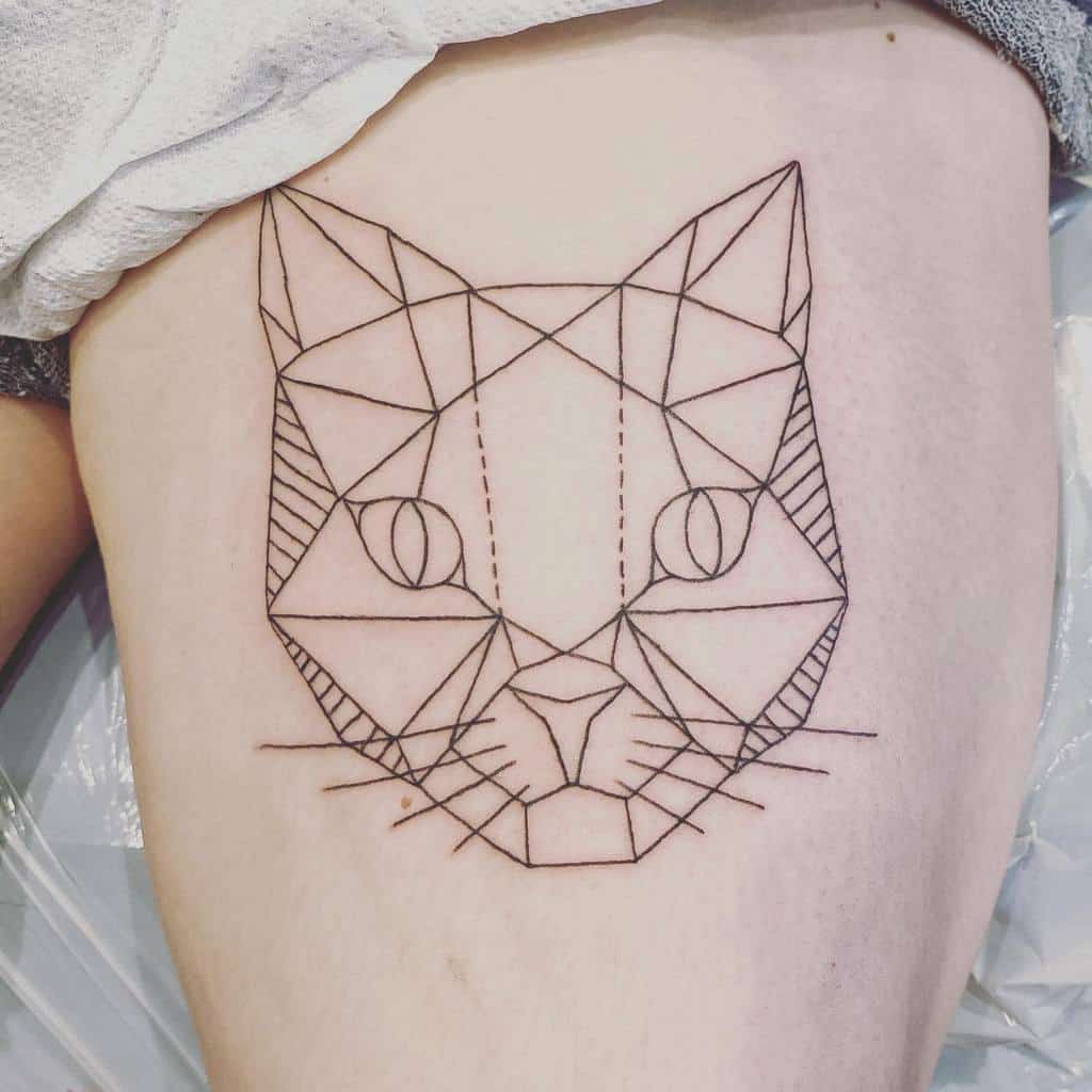Simple Cat Geometric Tattoo k8tattoos