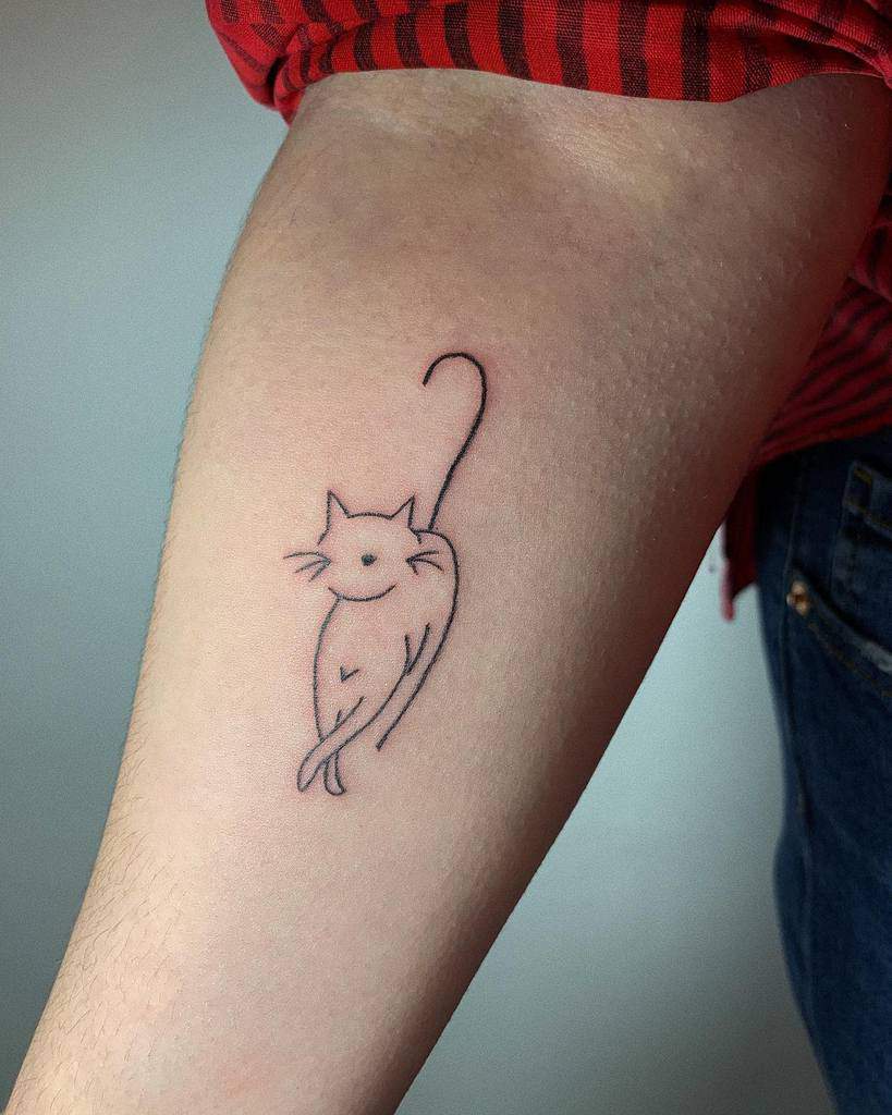 Simple Cat Outline Tattoo freshinkbycosmina