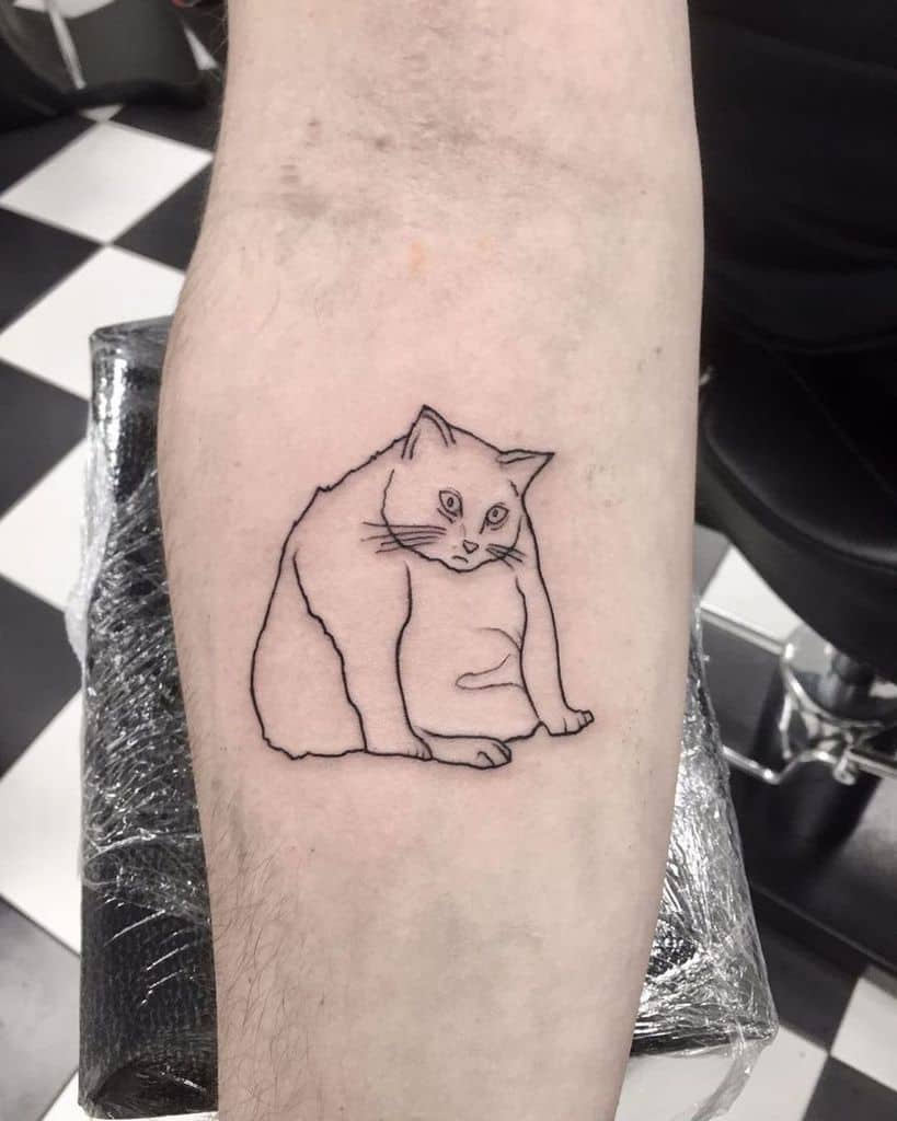 Simple Cat Outline Tattoo plan9ealing