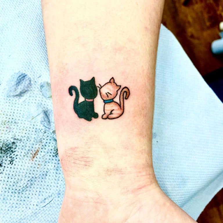 minimalist cat tattoo men