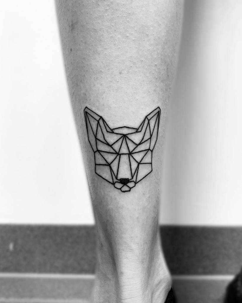 Geometric Fox Head Tattoo On Left Forearm by Koit Tattoo