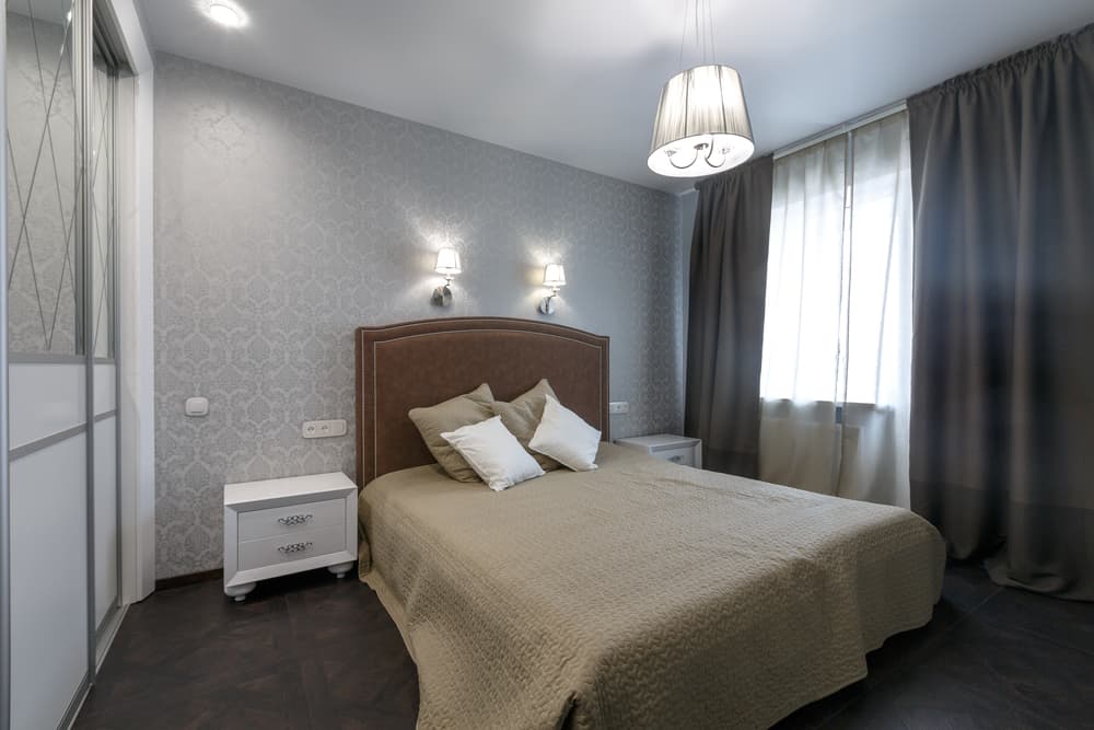 elegant bedroom gray curtains 