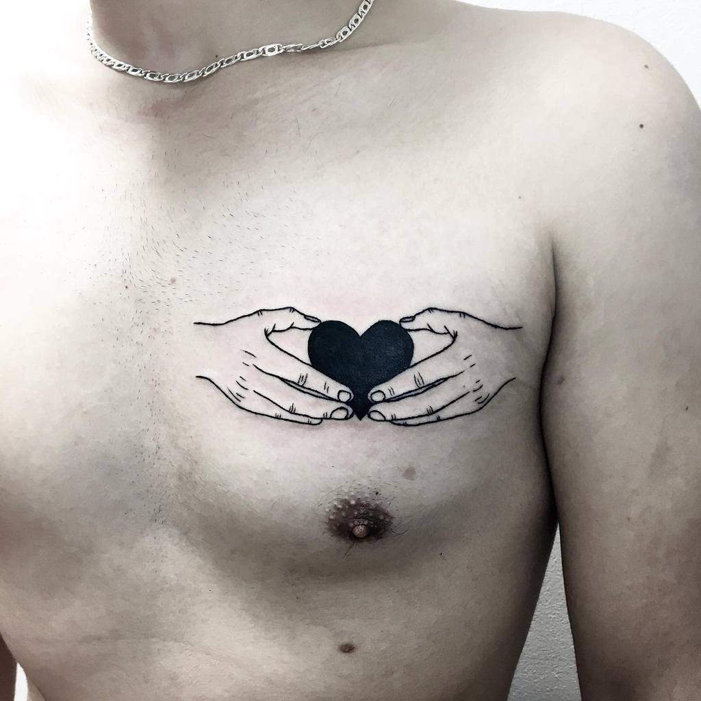 Simple Outline Black Heart Tattoo Lucijaak