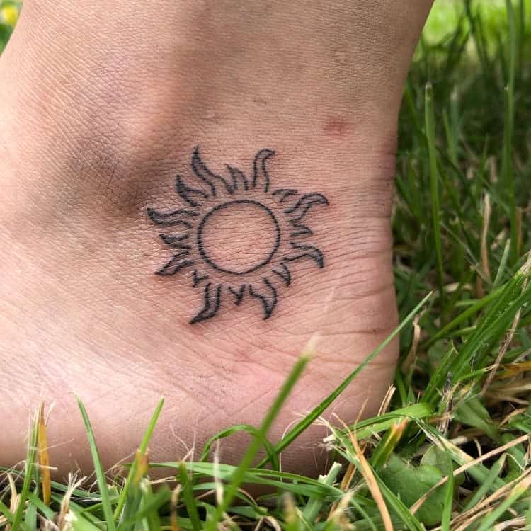 Simple Sun Ankle Tattoo radoby_tater