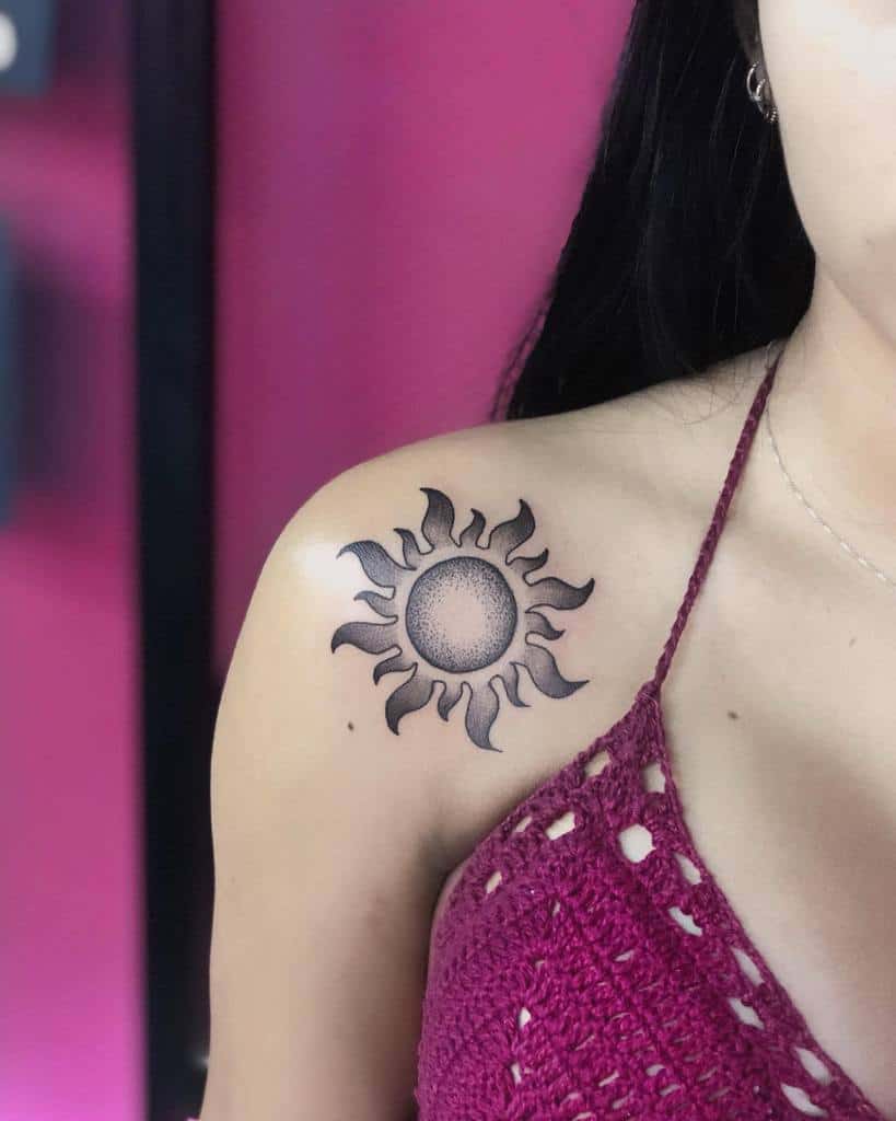 Simple Sun Dotwork Tattoo ana.tattooart