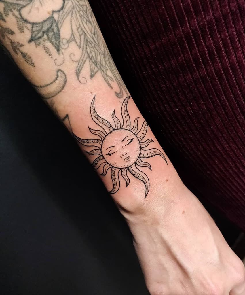 Simple Sun Forearm Tattoo jess.wii.tattoos