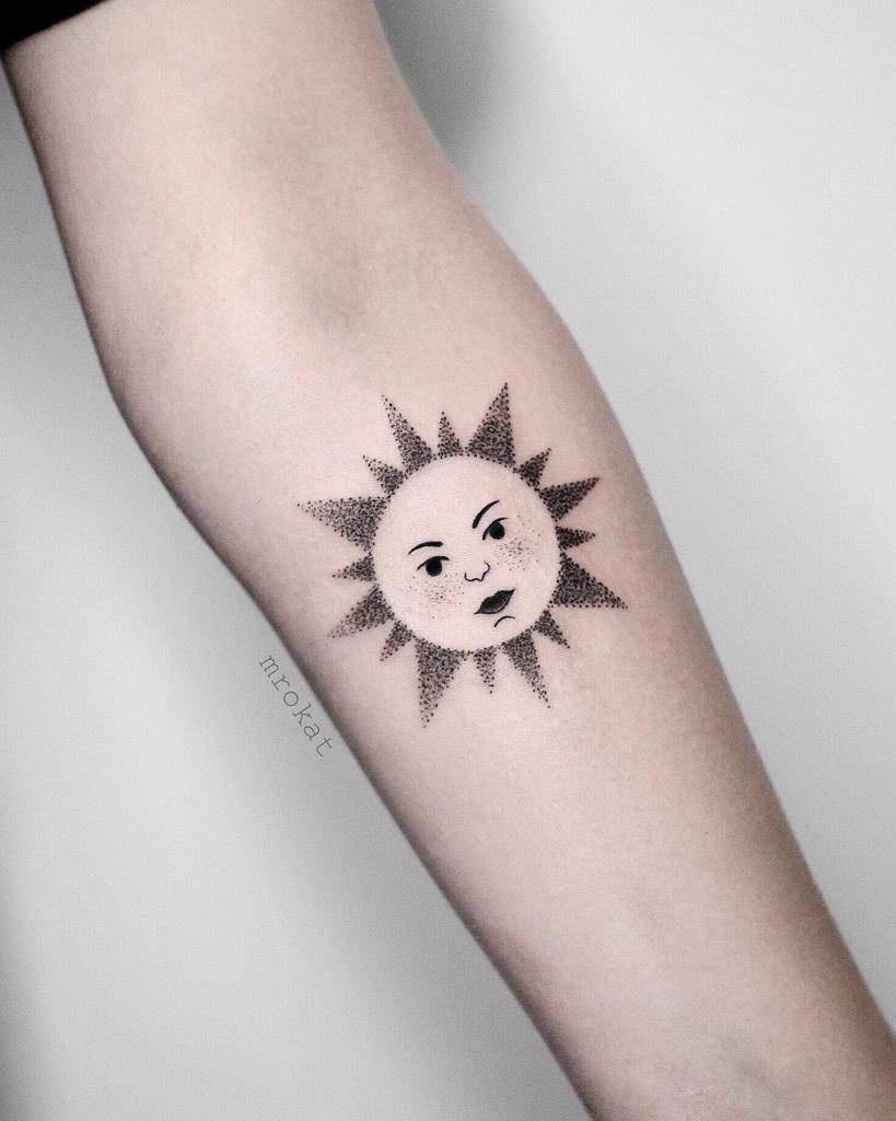 Simple Sun Forearm Tattoo mrokat