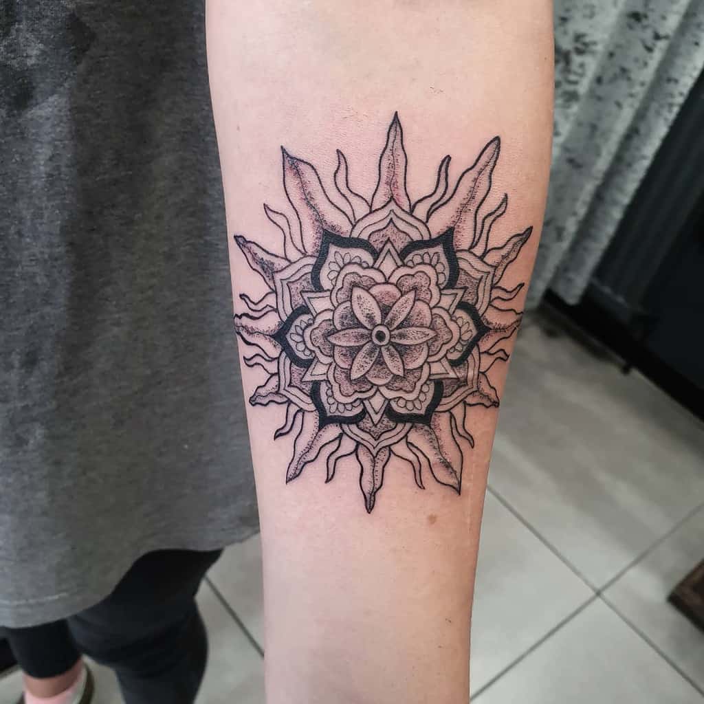 Simple Sun Mandala Tattoo hannaeyetattoo