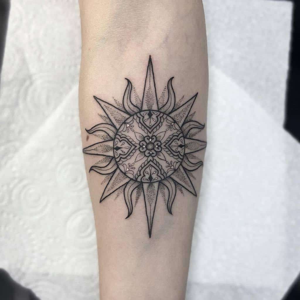 Simple Sun Mandala Tattoo heatherjycheungtattoos