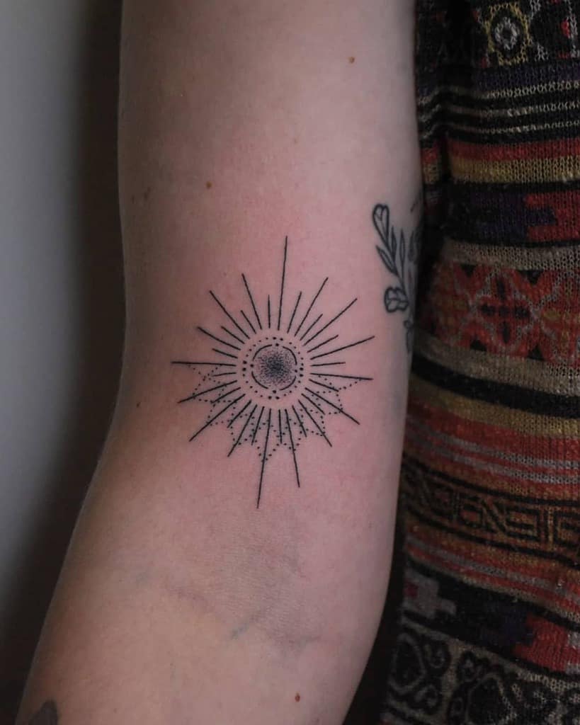 Simple Sun Mandala Tattoo indah_ink