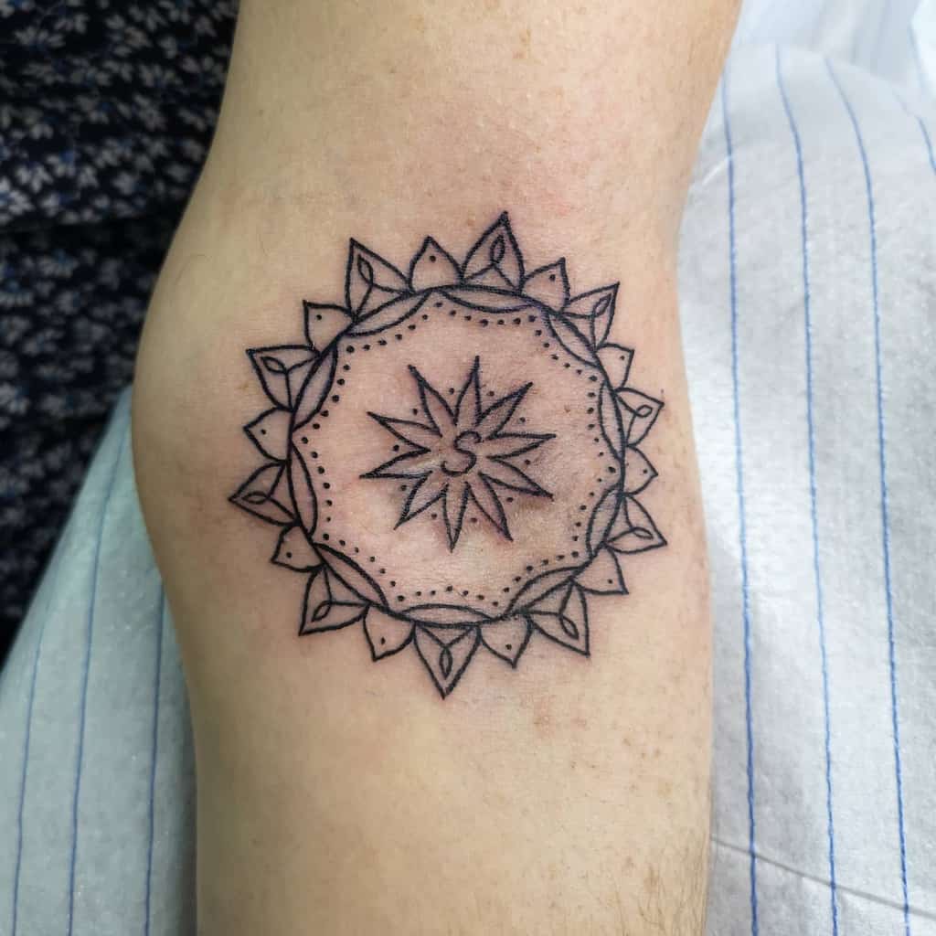 Simple Sun Mandala Tattoo ladypiratestattoos