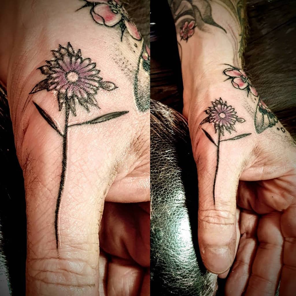 Small Aster Flower Tattoo beccambtattoo