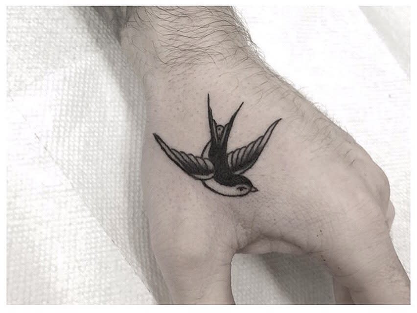 Small Bird Hand Wrist Tattoos Nicholasleetattoo