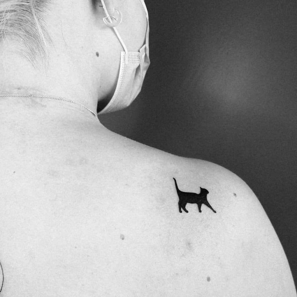 Small Black Cat Tattoo bendinglines_