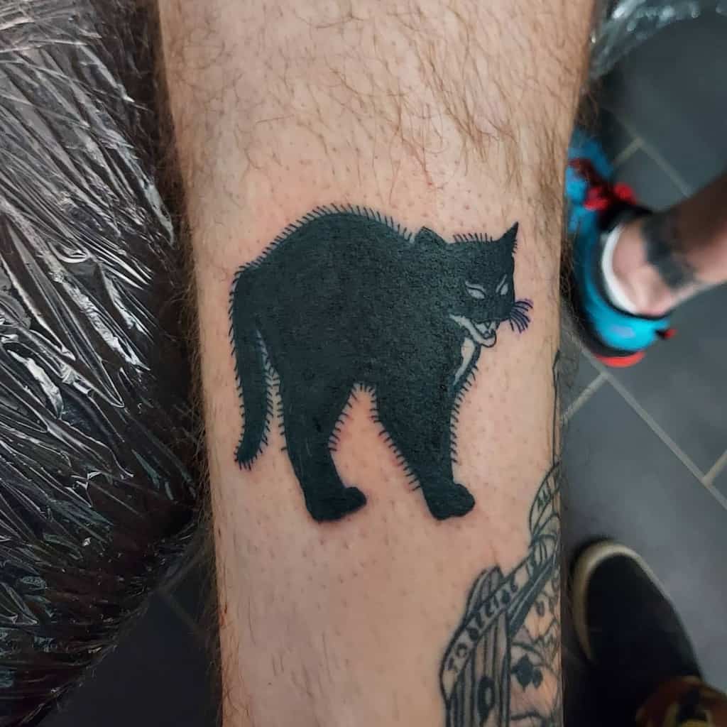 Small Black Cat Tattoo essellart
