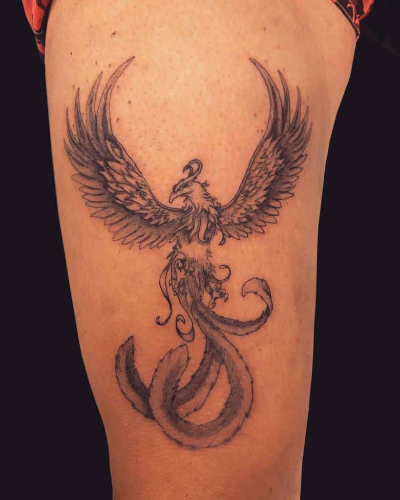Small Black Phoenix Tattoos elei.tattoo
