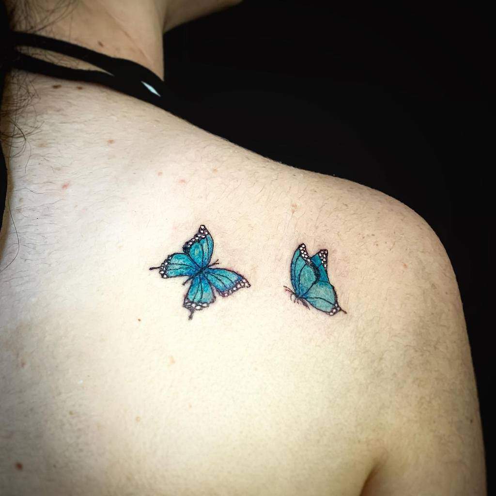 Small Blue Butterfly Tattoos isabelgruppoink