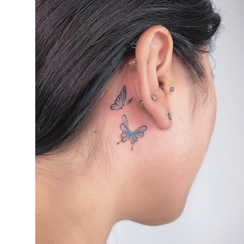 30 Stunning Butterfly Tattoo Behind Ear   neartattoos