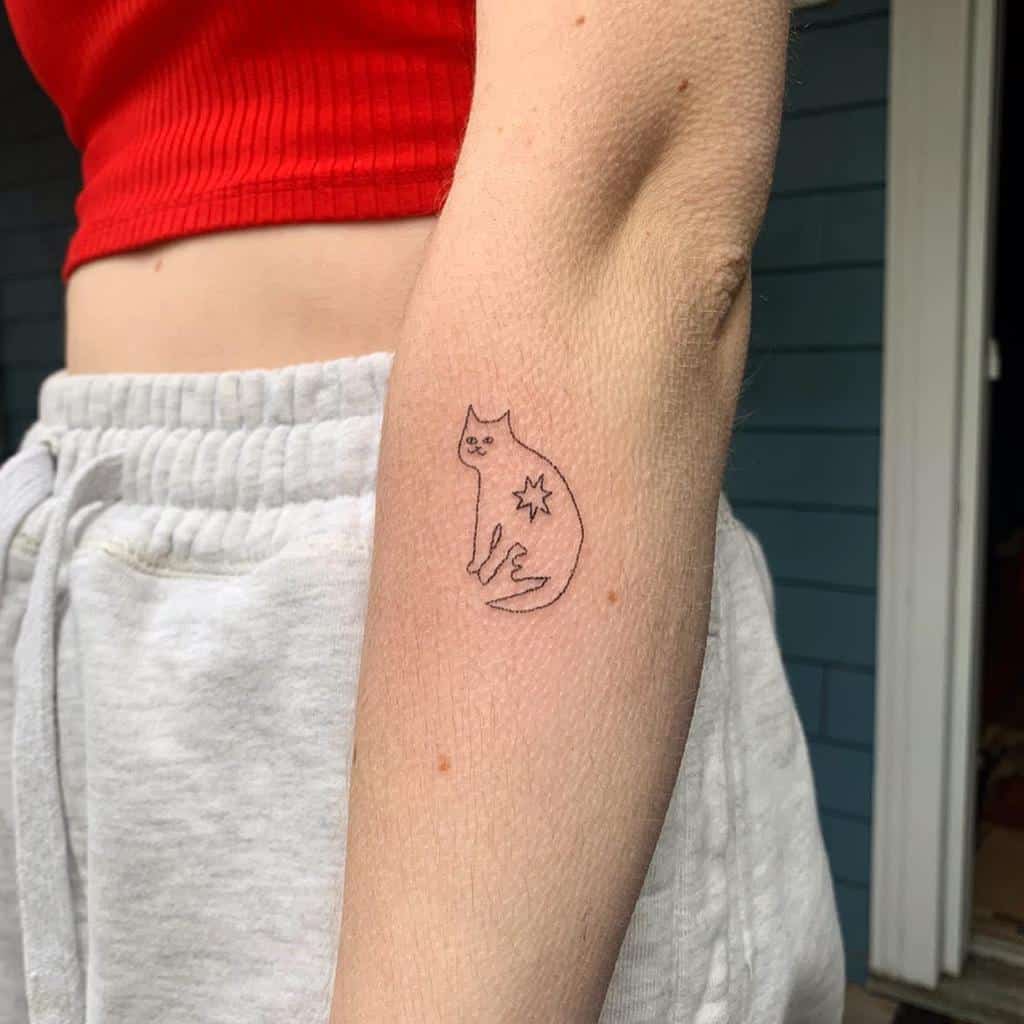 Small Cat Outline Tattoo extra_hot_club_mix