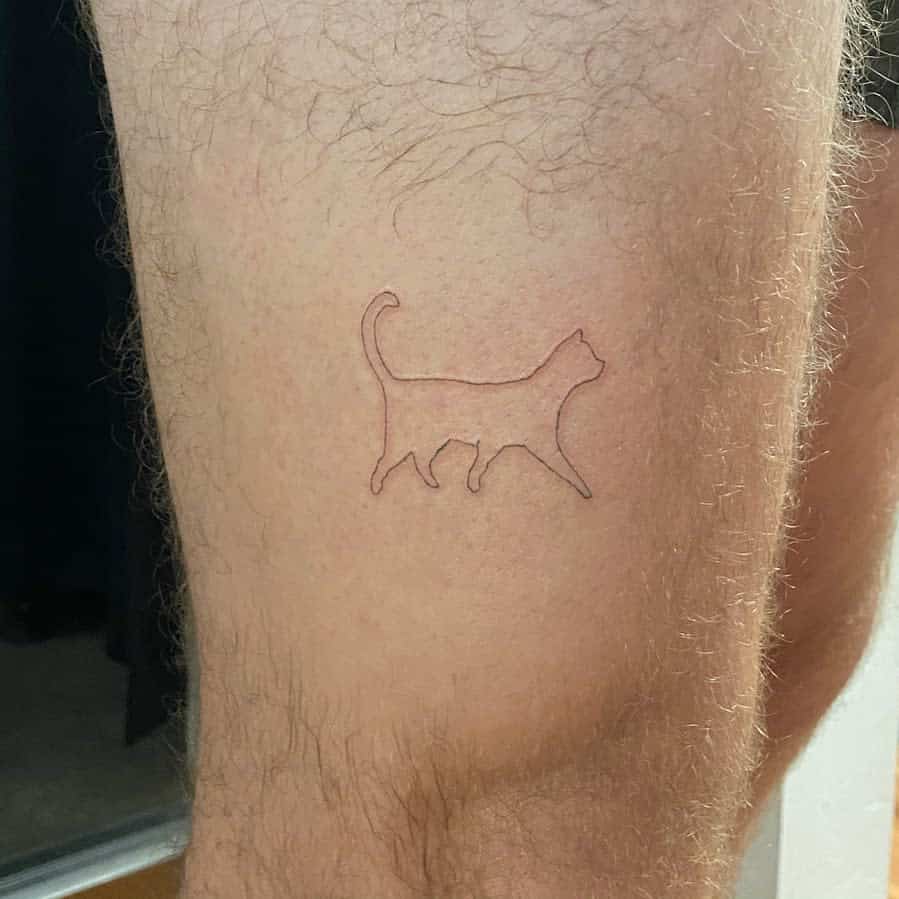Small Cat Outline Tattoo tizzina.ink